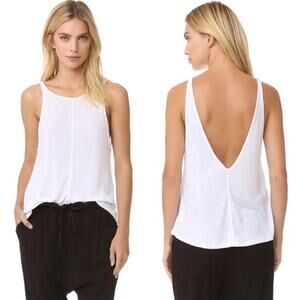 Free People Sleek N Easy Tank in White Ivory Open Back Basic Size Small